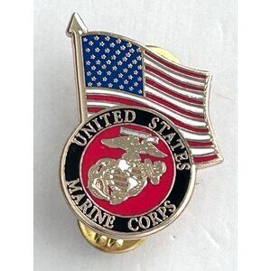 American Flag US Marine Corps Seal Logo Lapel Pin Veteran USMC
